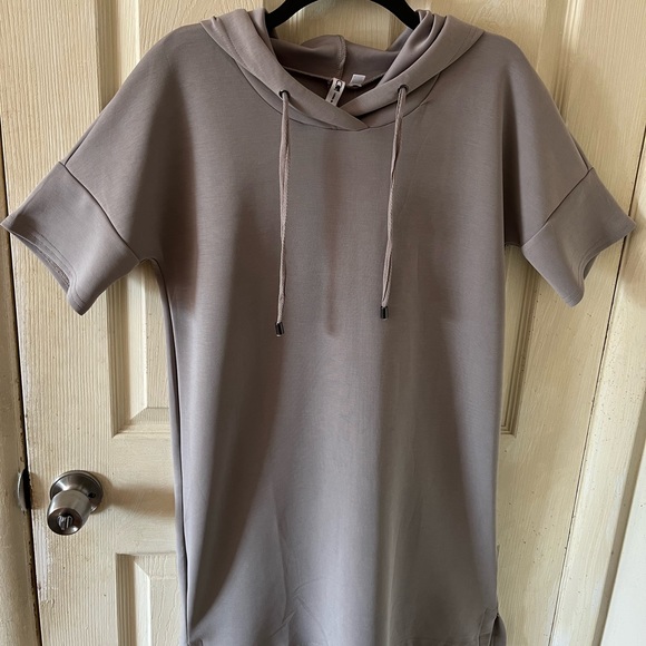 Cable & Gauge Gray YUM•MY Sand Washed Super Soft Modal Sport Hoodie Dress Size L - Picture 8 of 15